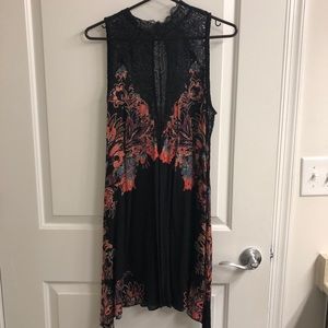 Free people black lace slip dress (M)